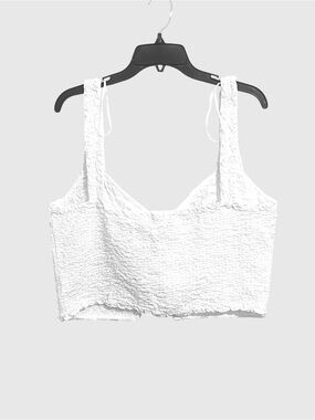 Zara Women White Cropped Tank Top